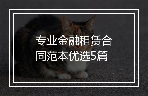 专业金融租赁合同范本优选5篇