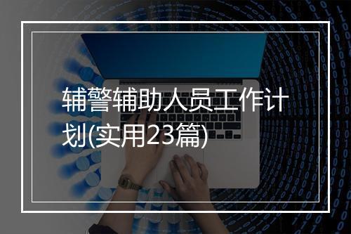辅警辅助人员工作计划(实用23篇)