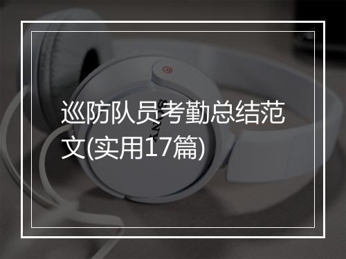 巡防队员考勤总结范文(实用17篇)