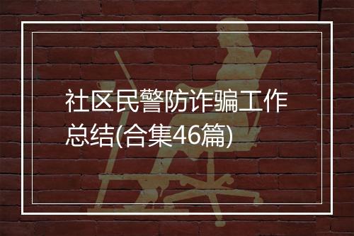 社区民警防诈骗工作总结(合集46篇)
