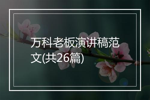 万科老板演讲稿范文(共26篇)