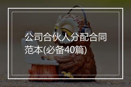 公司合伙人分配合同范本(必备40篇)