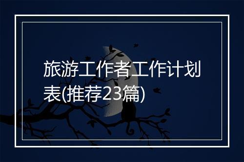 旅游工作者工作计划表(推荐23篇)