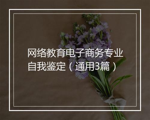 网络教育电子商务专业自我鉴定（通用3篇）