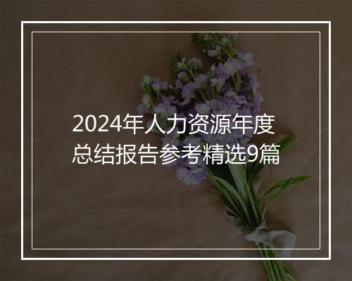 2024年人力资源年度总结报告参考精选9篇