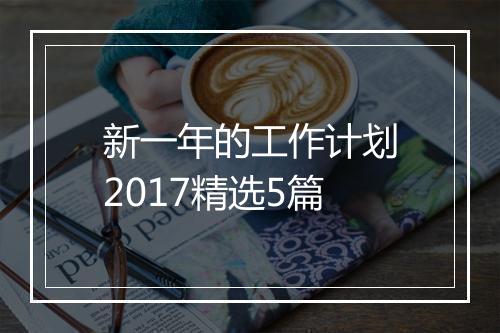 新一年的工作计划2017精选5篇