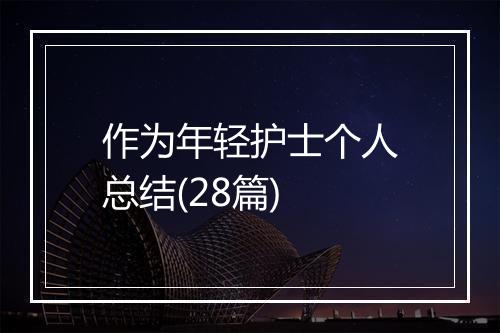 作为年轻护士个人总结(28篇)