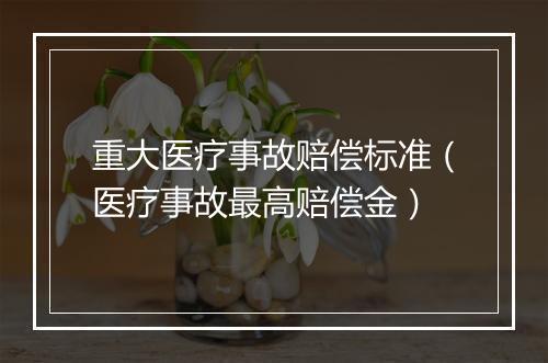 重大医疗事故赔偿标准（医疗事故最高赔偿金）