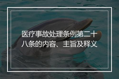 医疗事故处理条例第二十八条的内容、主旨及释义