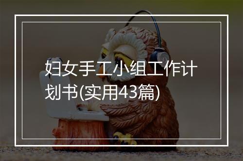 妇女手工小组工作计划书(实用43篇)