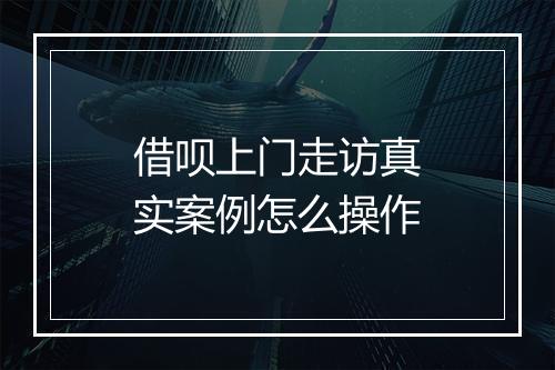 借呗上门走访真实案例怎么操作