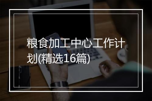 粮食加工中心工作计划(精选16篇)