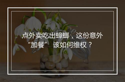 点外卖吃出蟑螂，这份意外 “加餐” 该如何维权？