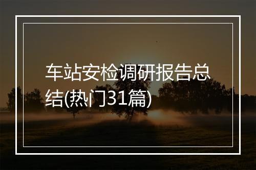 车站安检调研报告总结(热门31篇)