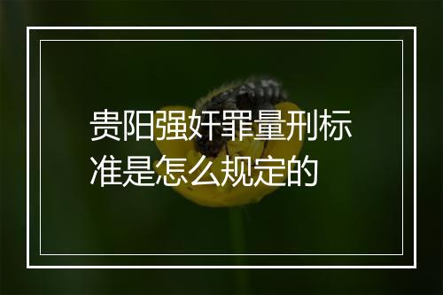 贵阳强奸罪量刑标准是怎么规定的