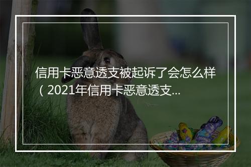 信用卡恶意透支被起诉了会怎么样（2021年信用卡恶意透支立案标准）