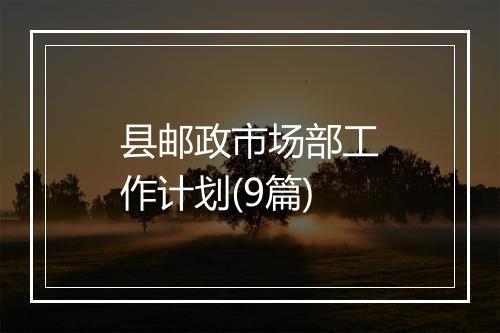 县邮政市场部工作计划(9篇)