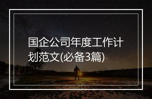 国企公司年度工作计划范文(必备3篇)