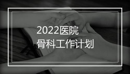 2022医院骨科工作计划