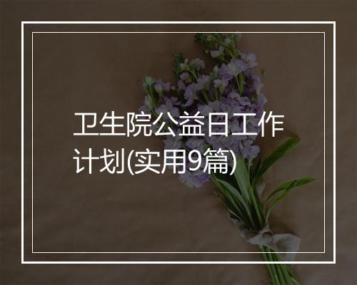 卫生院公益日工作计划(实用9篇)