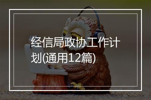 经信局政协工作计划(通用12篇)