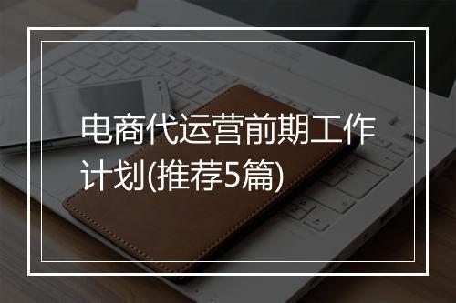 电商代运营前期工作计划(推荐5篇)