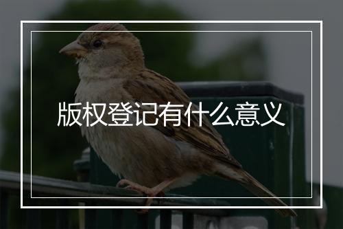 版权登记有什么意义