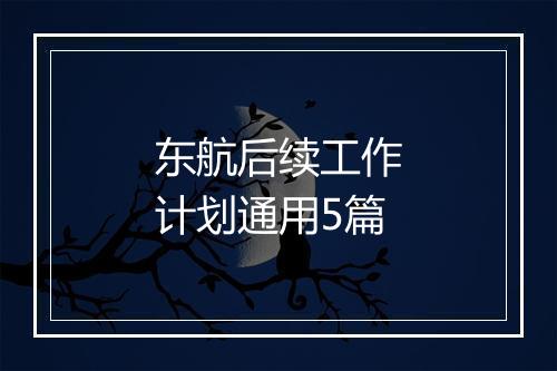 东航后续工作计划通用5篇