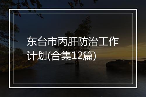 东台市丙肝防治工作计划(合集12篇)