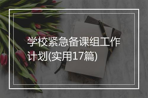 学校紧急备课组工作计划(实用17篇)