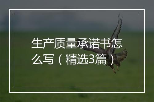 生产质量承诺书怎么写（精选3篇）