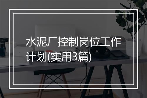 水泥厂控制岗位工作计划(实用3篇)