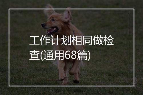 工作计划相同做检查(通用68篇)