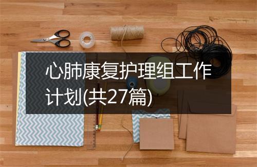 心肺康复护理组工作计划(共27篇)