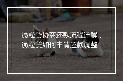 微粒贷协商还款流程详解，微粒贷如何申请还款调整