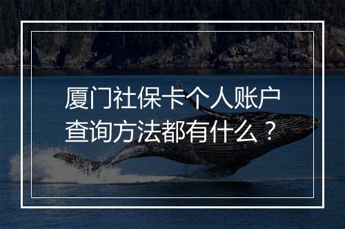 厦门社保卡个人账户查询方法都有什么？