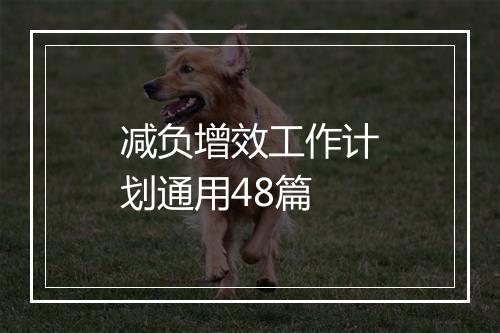 减负增效工作计划通用48篇