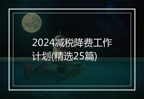 2024减税降费工作计划(精选25篇)