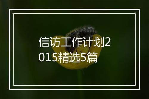 信访工作计划2015精选5篇