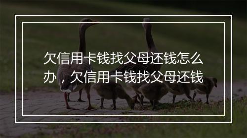 欠信用卡钱找父母还钱怎么办，欠信用卡钱找父母还钱