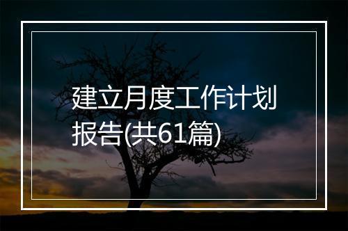 建立月度工作计划报告(共61篇)