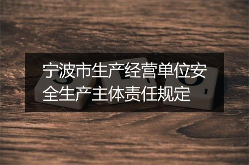 宁波市生产经营单位安全生产主体责任规定