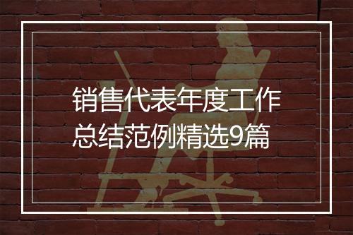 销售代表年度工作总结范例精选9篇