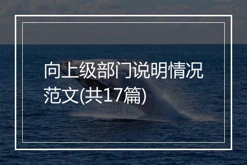向上级部门说明情况范文(共17篇)