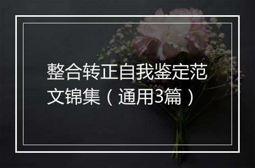 整合转正自我鉴定范文锦集（通用3篇）