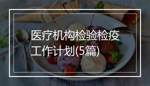 医疗机构检验检疫工作计划(5篇)