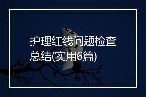 护理红线问题检查总结(实用6篇)