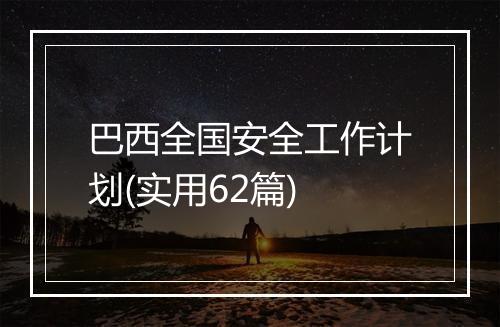 巴西全国安全工作计划(实用62篇)