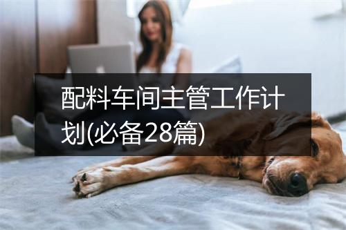 配料车间主管工作计划(必备28篇)
