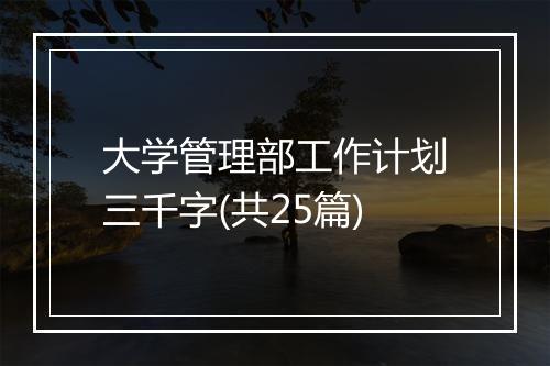 大学管理部工作计划三千字(共25篇)
